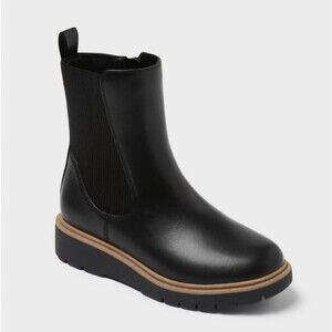 Art Class Kids Girls Laurel Side Zip Wedge Chelsea Boots Black